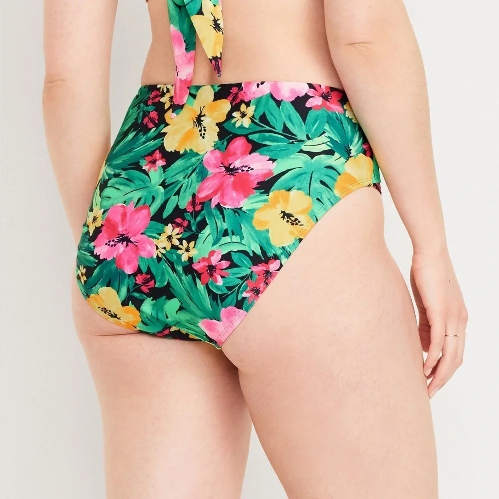 Old Navy Womens Tropical Floral High Rise Front Lined Bikini Swim Bottom 3X
